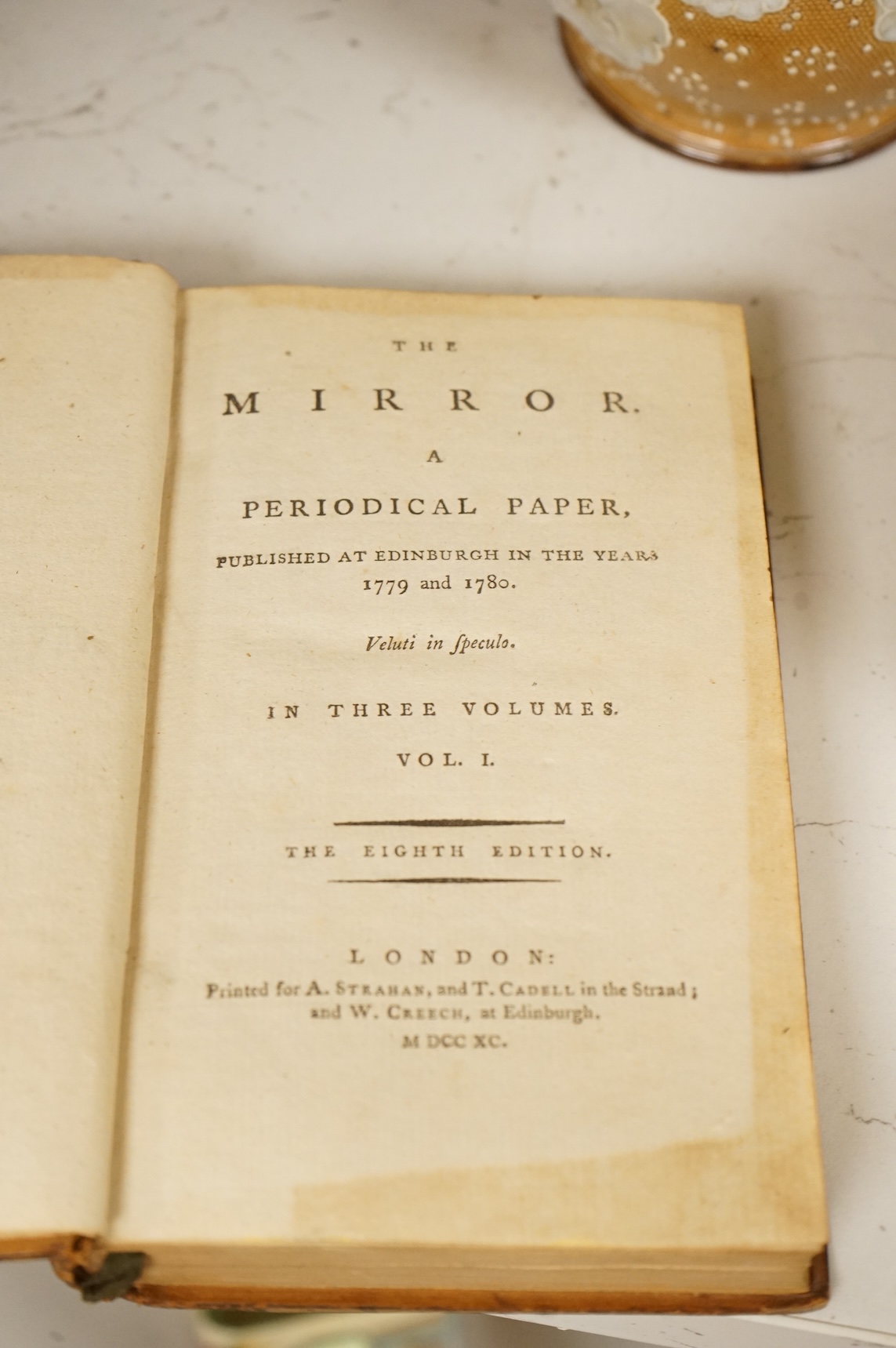 The Mirror in three volumes, 1779-80, with leather bound volumes of Tatler (13)